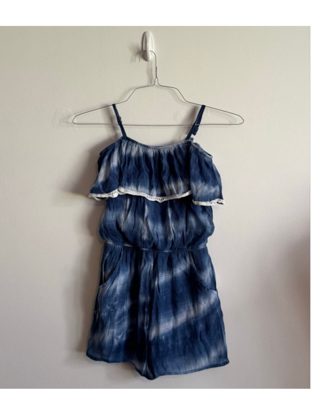 Girls AMY BYER Romper M Blue White Tie-Dye